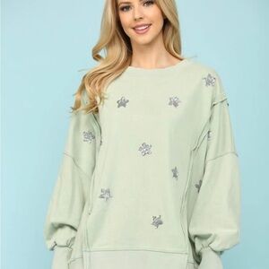 Blue Velvet Mint Green Starstruck Sweatshirt